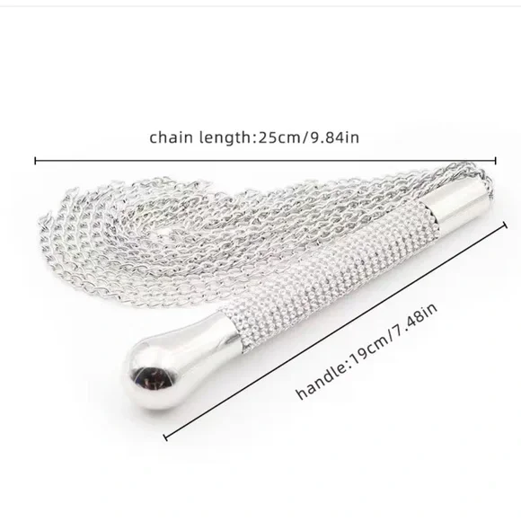 1pc Iron Alloy Whip with Rhinestone studded handle. - Picture 4 of 4